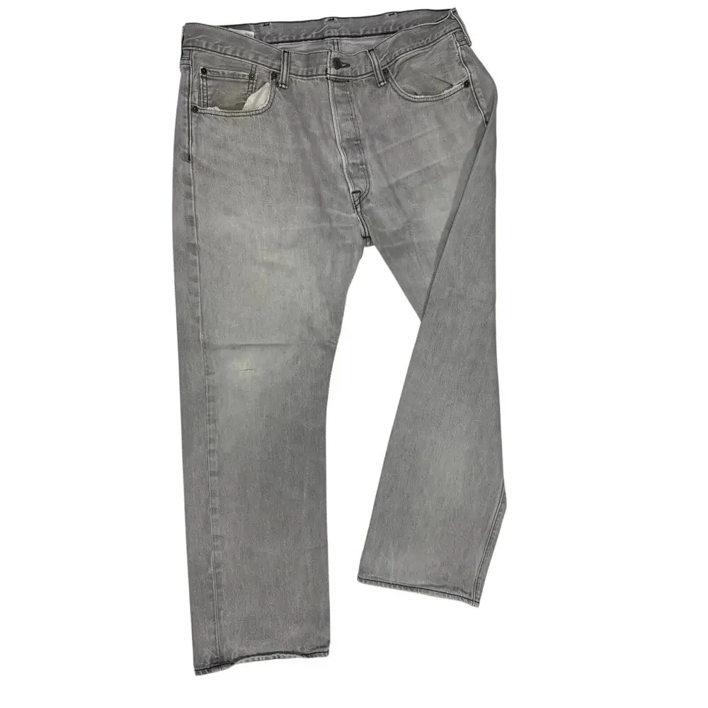 Gray Levi's 501 Men's Jeans 38x30 Straight Leg Button Fly Denim Pants